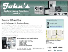 Tablet Screenshot of johnsapplianceandacrepair.com